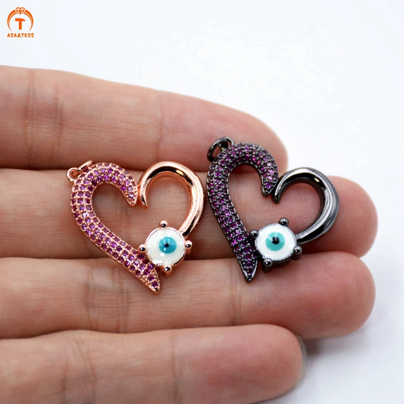 

ASA&TESS Turkish Style Micro pave eye pendant heart shape love CZ crystal pendant fashion jewelry cubic zircon charms