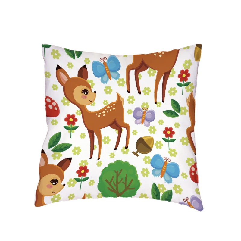 

Hot Sale Cushion Cover Deer Giraffe Alphabet Gift Christmas Deer Home Bedroom Sofa Decoration Polyester Peach Skin Pillow Cases