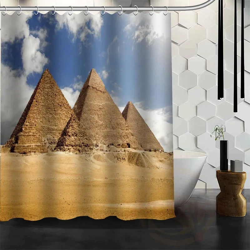 Лучший Хороший пользовательский древний Египетский пирамиды занавеска для душа