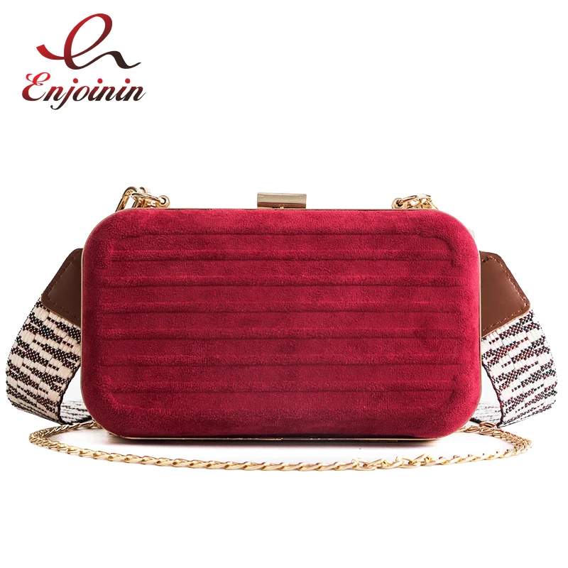 Fashion Box Стиль искусственной замши Сплетенные Плед дамы клатч плечевой Цепочки