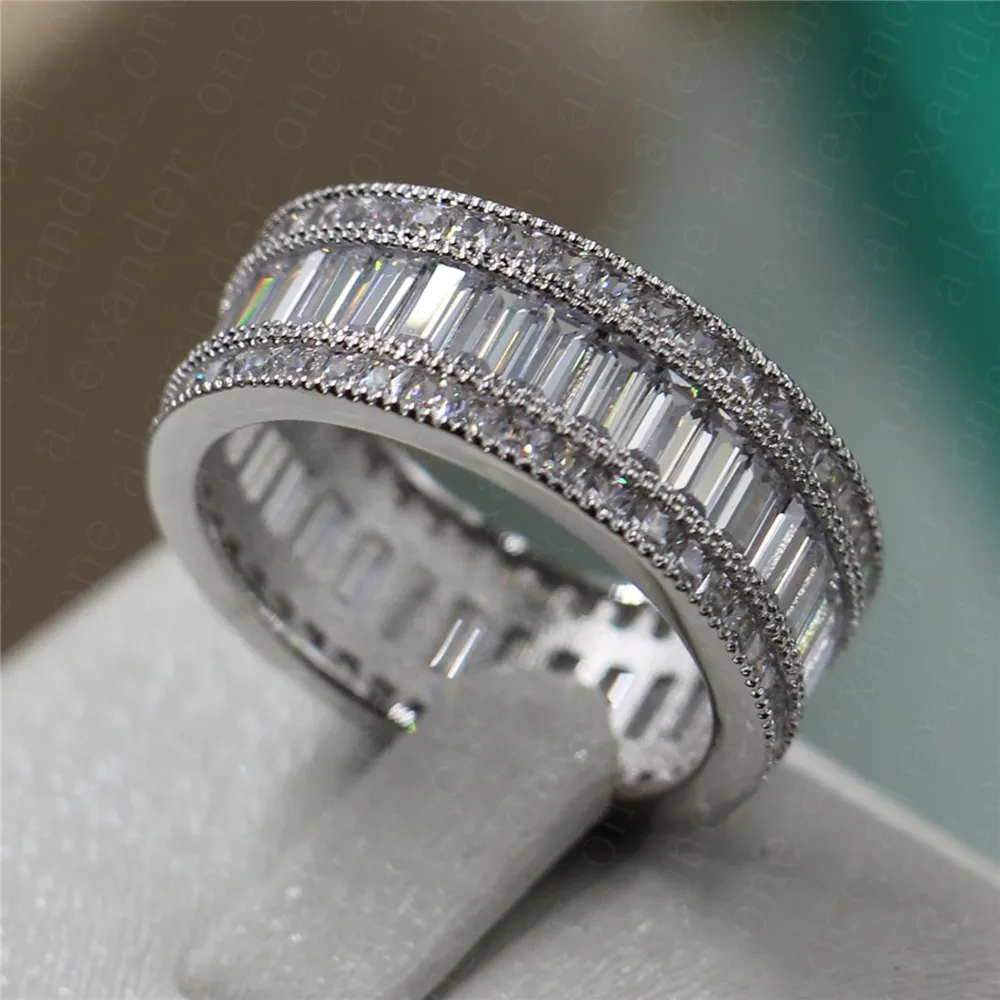 Роскошный Принцесса cut Pave Установка полный 5А Циркон свой камень цирконий Кольцо