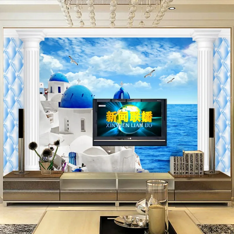 

Custom mural 3D love sea landscape background wall TV backdrop stereo wallpaper custom living room lobby mural