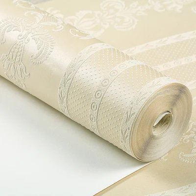 7093 cream Европейские нетканые обои, обои для гостиной, спальни, 3D стерео полосы, супер толстые рельефные обои, ТВ фоновая стена - Цвет: 7093 cream