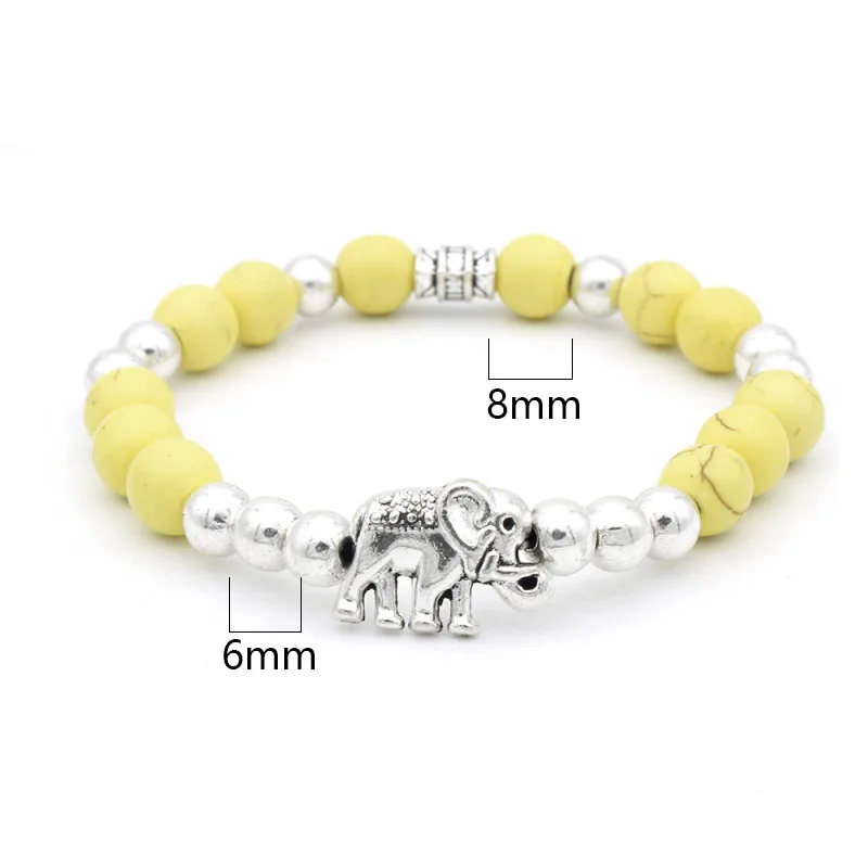 Мужской браслет со слоном с природными камнями красный белый желтый бисер сплав
