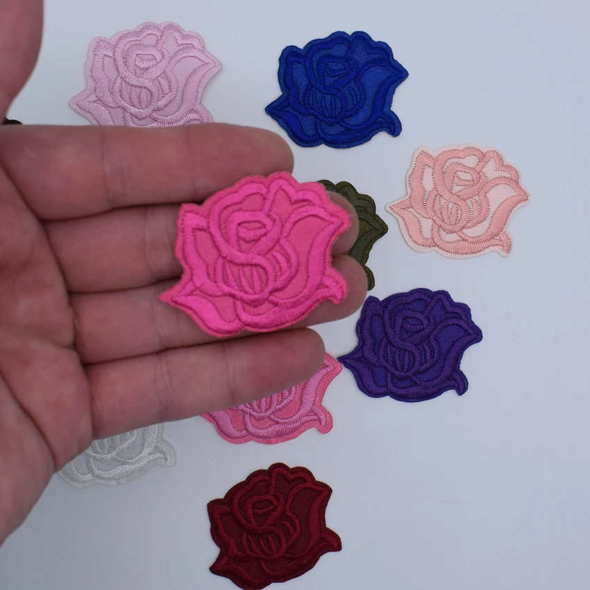 10 шт Красочные смешанные нашивки в виде цветков розы для одежды утюжок на патчи