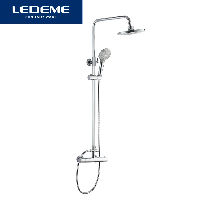 ledeme modern style bathroom shower faucet set rainfall head mixer taps hand shower waterfall rain bathroom faucets tap l2410 free global shipping