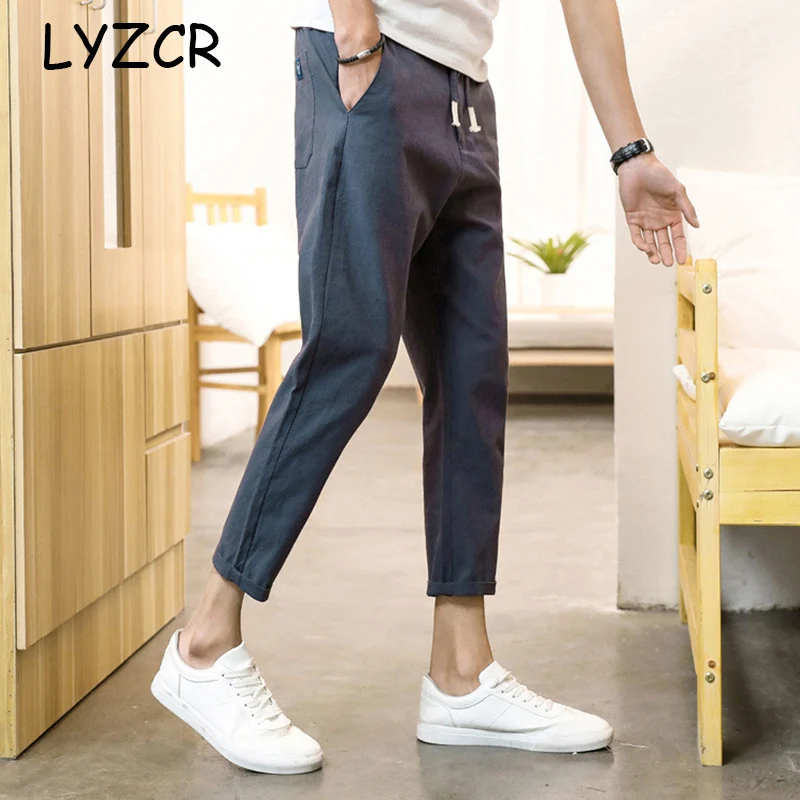 Брюки шаровары мужские хлопковые летние свободные с эластичной талией серого