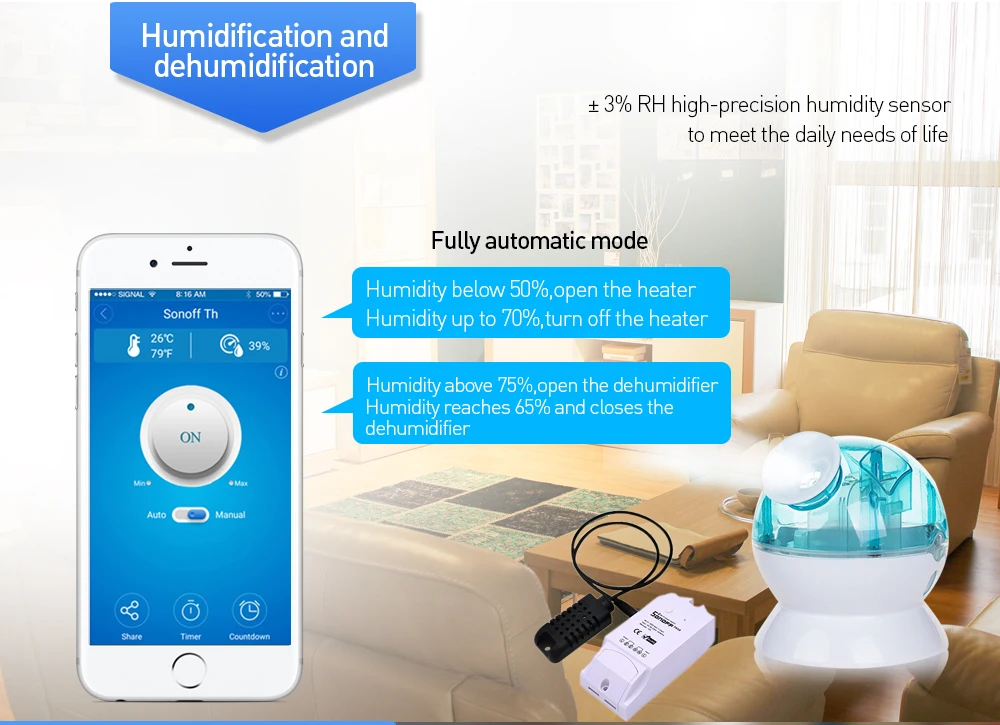 Sonoff TH16 Wi-Fi переключатель релейный модуль для умного дома Автоматизация поддержка температуры и влажности сенсор пульт дистанционного управления