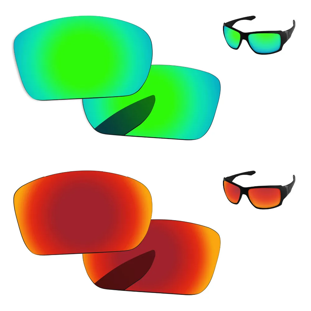 

Fire Red & Green 2 пары зеркальные поляризованные Сменные линзы для больших солнцезащитных очков Taco 100% защита от UVA и UVB