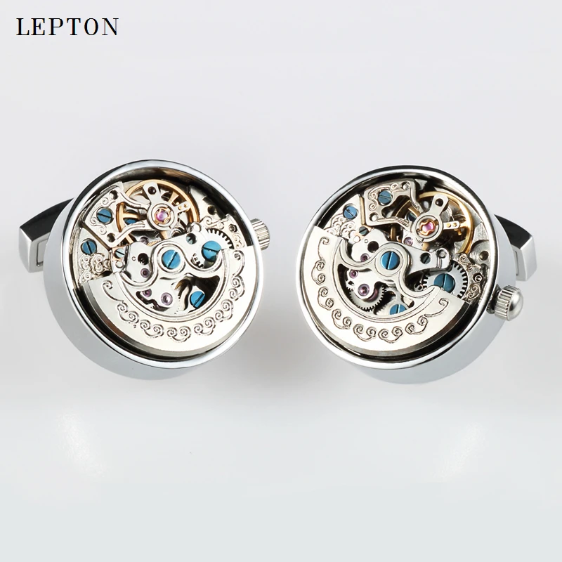 Роскошные функциональные запонки с механизмом для часов Lepton из нержавеющей стали в стиле стимпанк, механизм для часов, запонки для мужчин (art.: 3920cd428298d) - 3920cd428298d