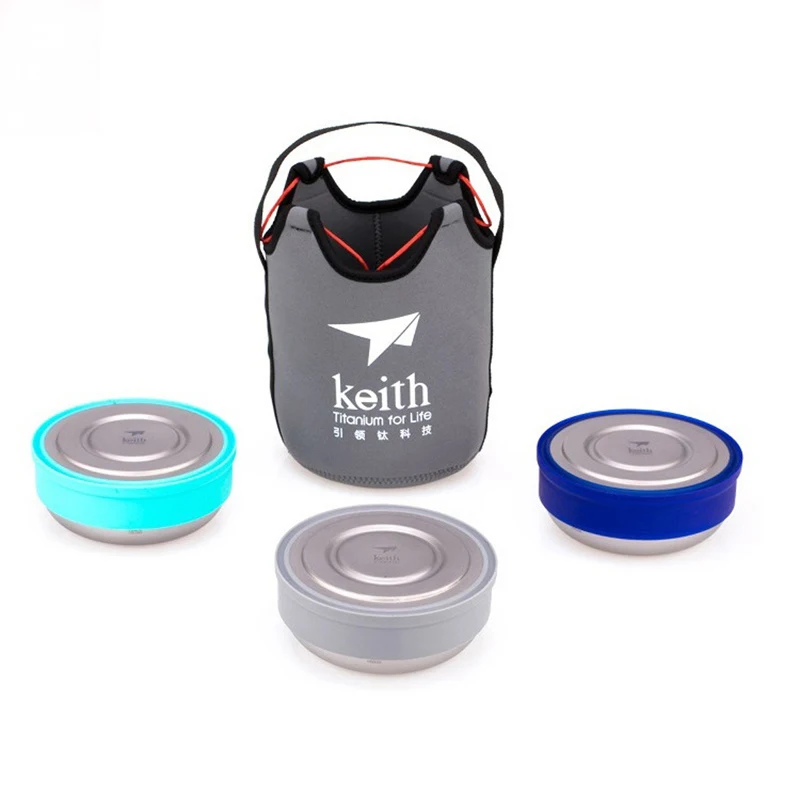 Keith контейнер для хранения еды термальные Ланч-боксы из чистого титана Bento Box Портативный для пикника с набором посуды сумка 1.2L Ti5378