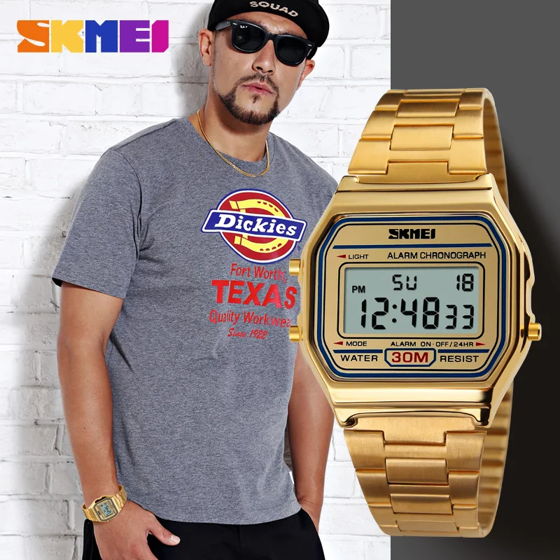 

SKMEI Men LED Digital Sports Watches Men's Women Relogio Masculino Stainless Steel Military Waterproof Wristwatches 1123