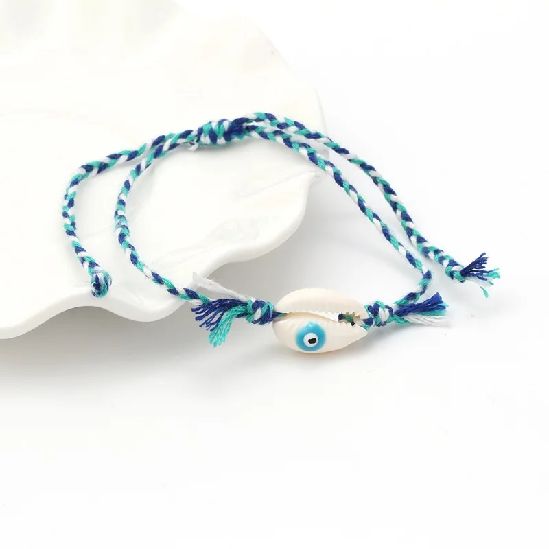 Lucky Evil Eye браслеты из ракушек 6 цветов плетёный браслет ручной работы плетеная Турецкая память для женщин и девочек ювелирные изделия EY6200