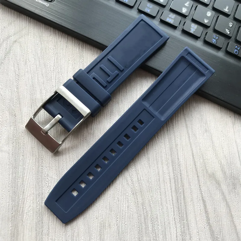 Ремешок силиконовый для наручных часов черный резиновый браслет с утолщенной