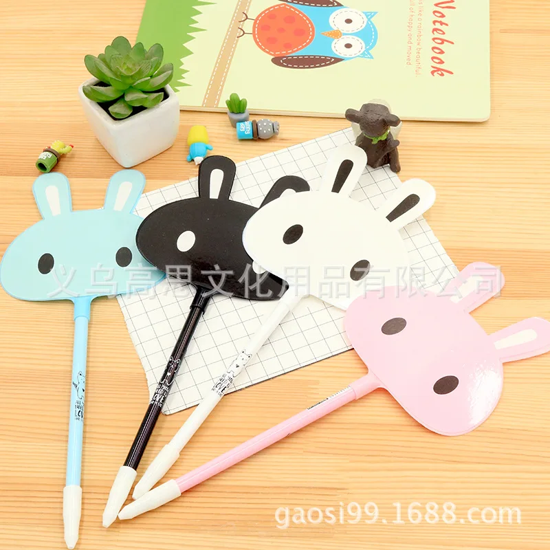 24 шт. креативная мультяшная цветная ручка Веер в виде кролика нейтральная черная