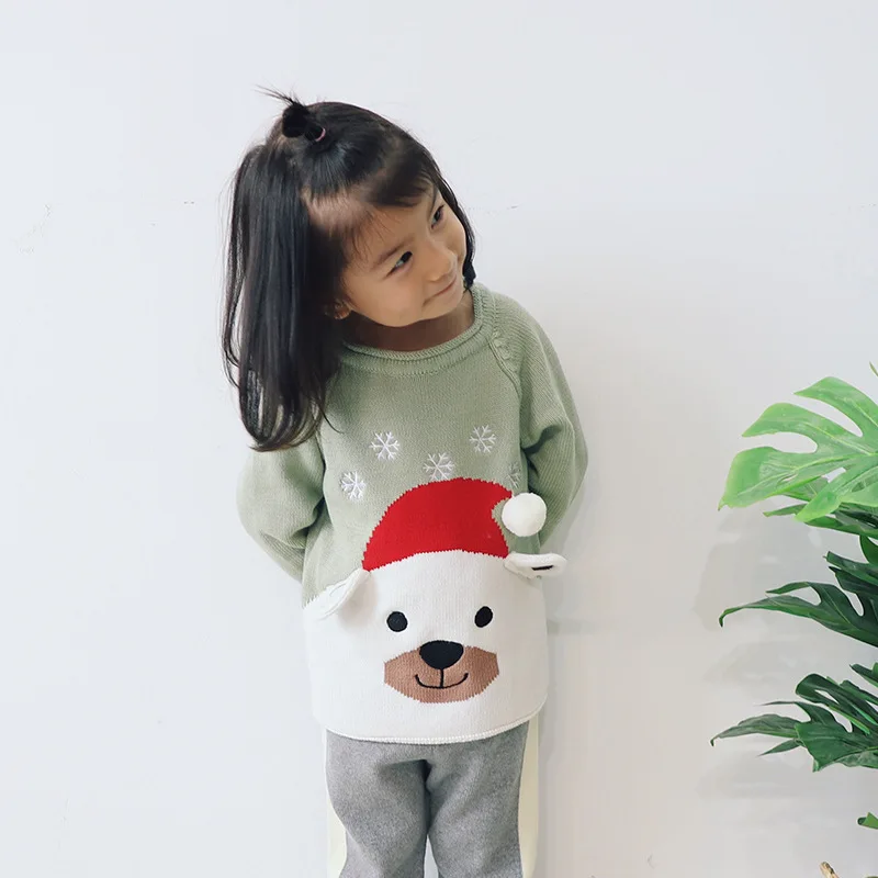

Toddler Girls Christmas Sweaters Little Girls Cartoon O-neck Sweaters Kids Christmas Sweaters Children Winter Clothing