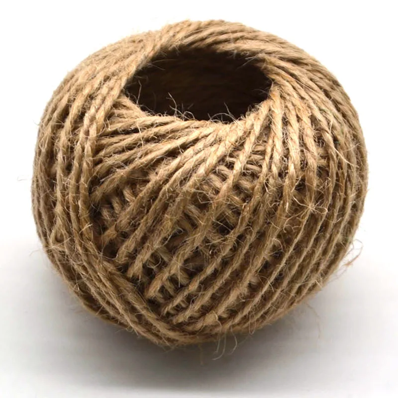 

Sale 30M 2mm Natural Burlap Hessian Jute Twine Cord Hemp Rope String Color Gift Packing Strings Christmas Party Supplies Decor