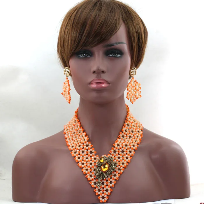Блестящий нигерийский традиционный свадебный Африканский бисер ювелирный набор