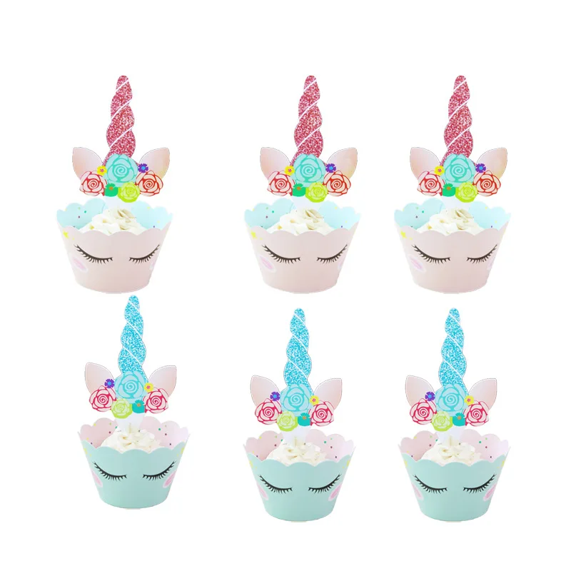 Новый 12 шт./компл. Единорог Фламинго кекс топперы обода картона булочки торт