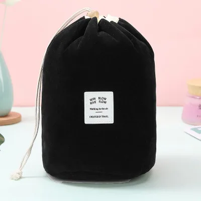 black Новинка, круглая женская косметичка, органайзер для путешествий, косметичка, женская сумка, хранение туалетных принадлежностей, набор, чехол - Цвет: black