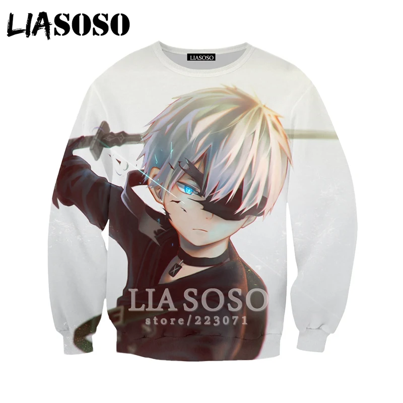 LIASOSO Autumn New Men Women Fashion Hoodie 3D Print Video Game Nier Automata Dead Sweatshirt Long Sleeve Brand Pullover A164-07 | Мужская