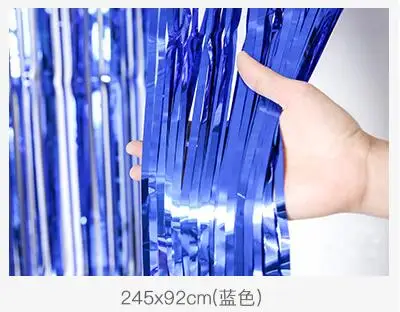 royal blue 2,5 м золотые, серебряные, металлические блестки из фольги, бахрома, занавески, украшения для дня рождения, свадьбы, фотографии, фон, занавески, фото реквизит - Цвет: royal blue