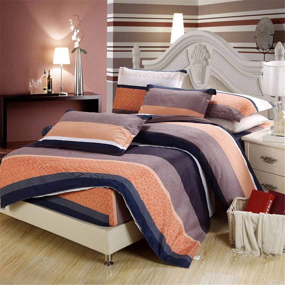 Комплект постельного белья в клетку полоску из 100% хлопка | Дом и сад