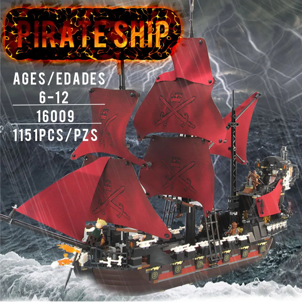 Lepin Pirates of the Caribbean 16009: Queen Anne's Revenge Ghost Pirate Toys Building Blocks 4195 Boy's Gift