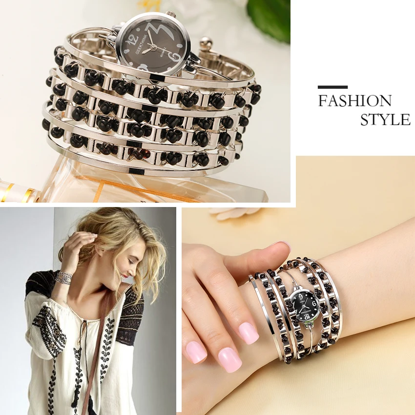 Женские кварцевые часы GEEKTHINK в богемном стиле со стальным ремешком для