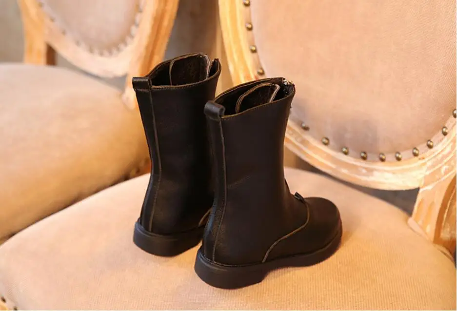 Кожаные ботинки для девочек; Chaussure Enfant; детские ботинки; зимняя обувь для мальчиков и девочек; детские резиновые сапоги; высокие сапоги из искусственной кожи