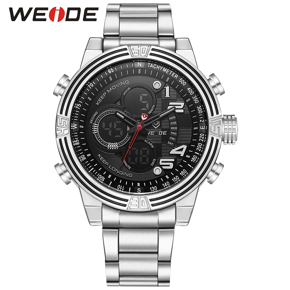 WEIDE Бренд Новинк Мужские Кварцевые и Цифровые Спортивные Часы 3ATM