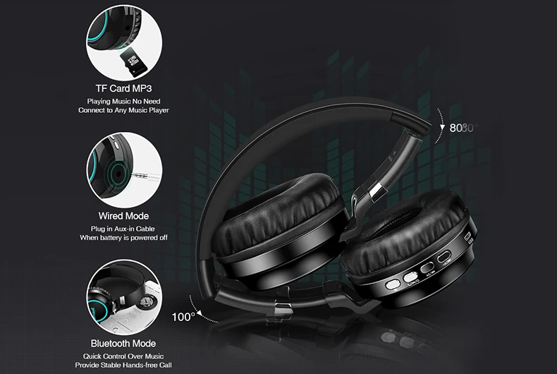 Picun P60 Bluetooth наушники бас беспроводная гарнитура 7 цветов Светящиеся с микрофоном Поддержка TF карта для телефона Xiaomi для iPhone PC