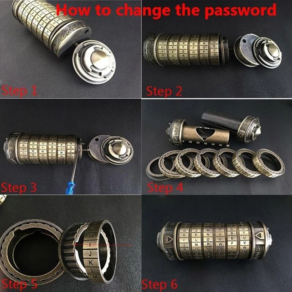 Мини цилиндр Lockbox да Винчи код Алфавит замок Cryptex Валентина подарочная коробка |