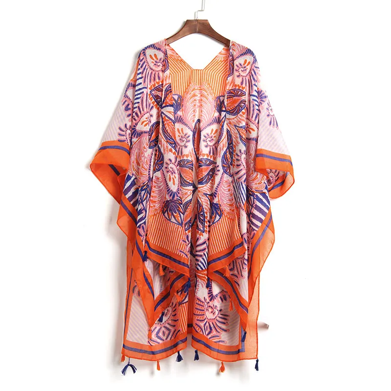 Sexy Summer Robe De Plage Beach Tunic Cover Up dress Kaftan Pareo Ups Printed Sarong Bathing Suit 2018 |