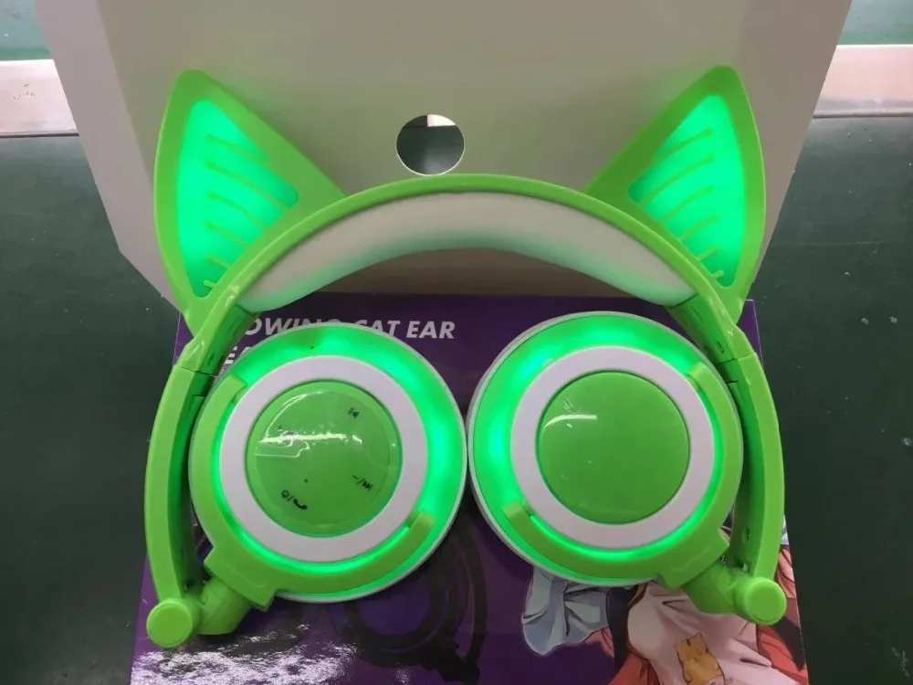 Беспроводные наушники с кошачьими ушками, bluetooth-наушники, мигающая светящаяся гарнитура, светодиодный светильник для ПК, ноутбука, наушники для взрослых и детей, подарок