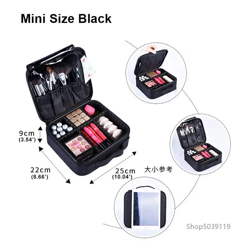 Mini size black Органайзер для макияжа чехол для костюма s Многоэтажный большой профессиональный косметический чехол для косметики чехол для макияжа чехол для костюма макияж - Цвет: Mini size black
