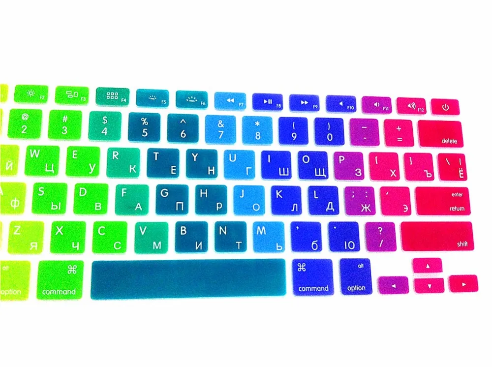 Радужный русский силиконовый чехол для клавиатуры США защитная пленка Apple MacBook Pro