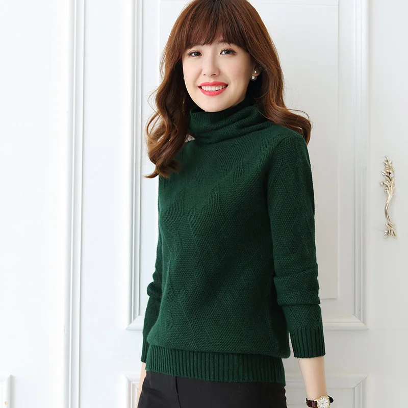 Новинка Женский кашемировый пуловер JECH с высоким воротником на осень и зиму