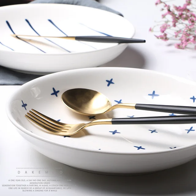 Porcelain Fruit Plates European Style Food Salad Steak Dishes Ceramic Home Decor Brief Dessert Plate Drop Shipping |