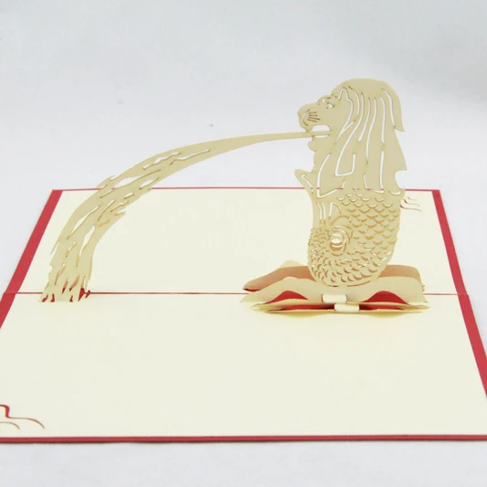 Сувенирная открытка Singapore Merlion/3D выдвижная карта kirigami/открытки ручной работы