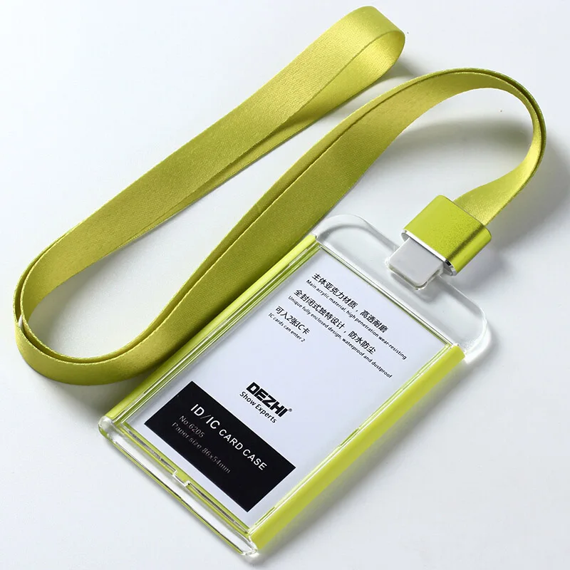 light green set DEZHI-абсолютно новые бизнес ID IC Держатели карт для офиса, красочные один держатель Бейджа, держатель Бейджа с полосой шнурок, логотип на заказ - Цвет: light green set