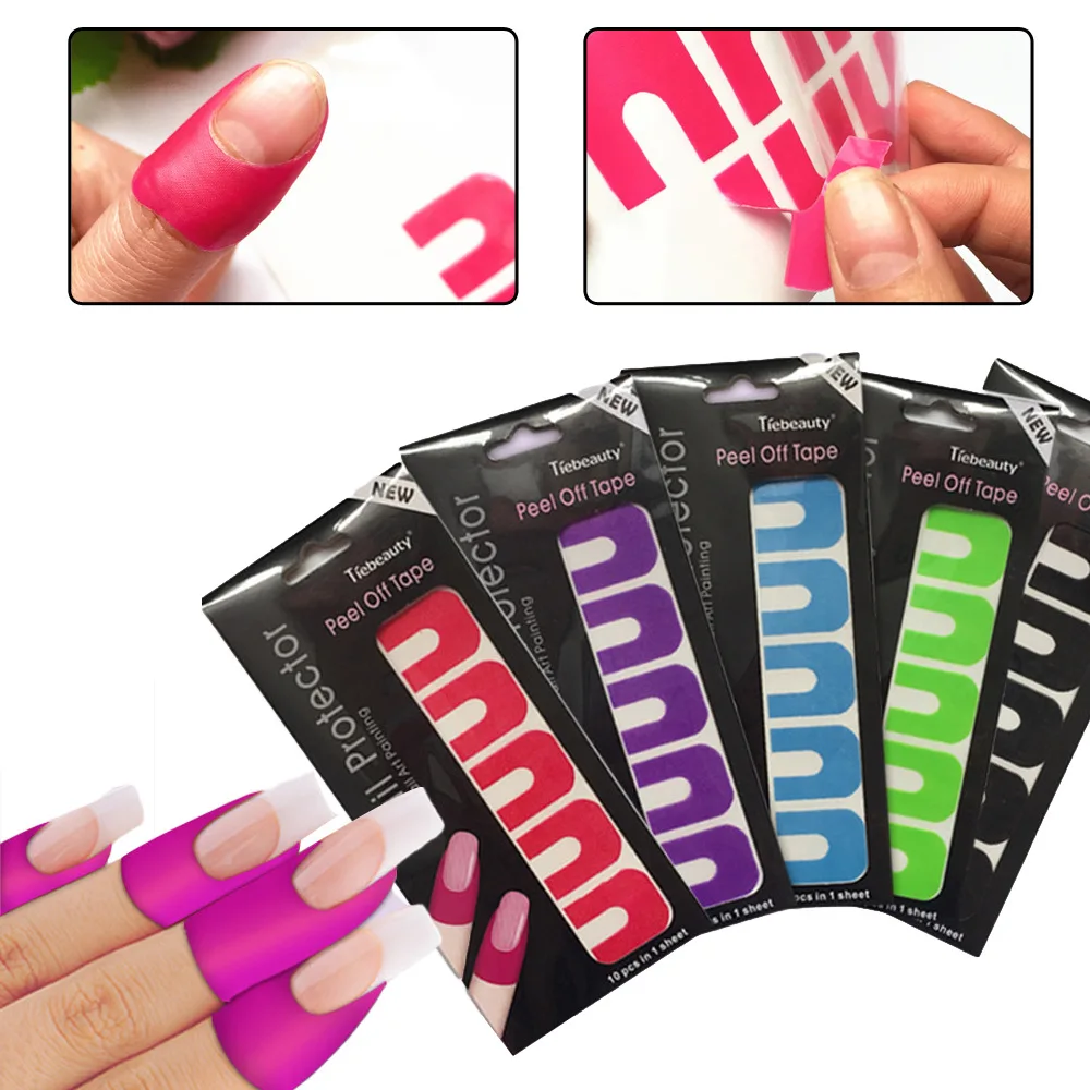 

1Pcs Manicure Tool Anti Overflow Stick U Type Oil Spill Protector Nail Stickers Nails Tool 5 Colors Wholesale Free Shipping