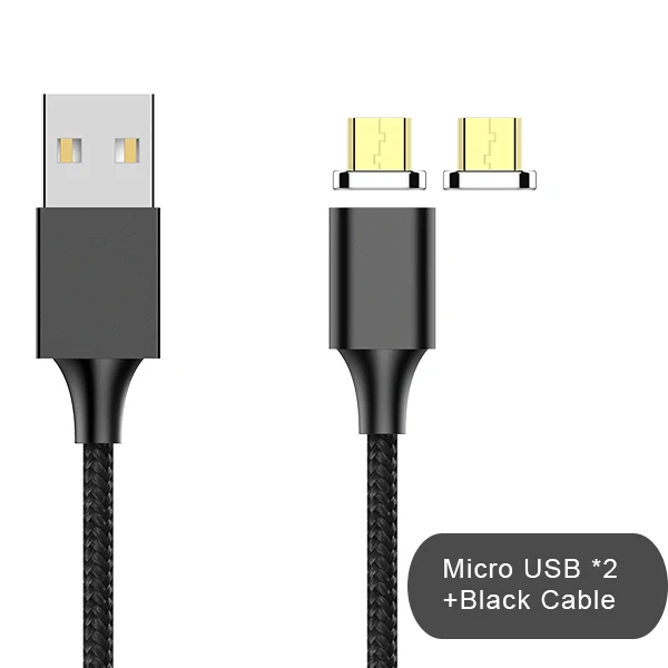 2 Micro black cable NOHON 3 в 1 Магнитный кабель для синхронизации данных 8 Pin для iPhone X 8 XS Plus Micro usb type C Быстрая зарядка для Xiaomi кабели зарядного устройства - Цвет: 2 Micro black cable