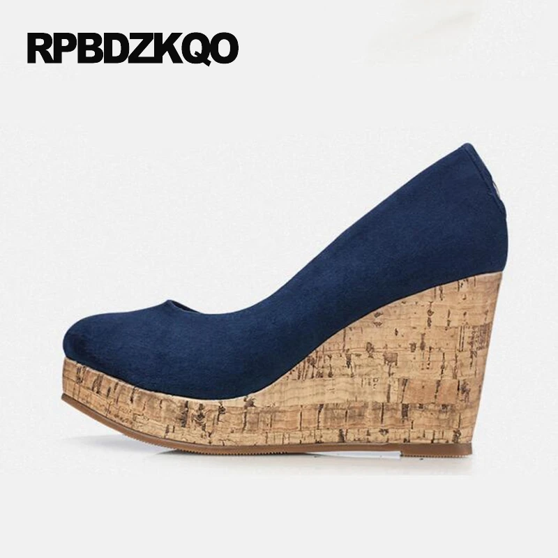 женщина Плюс размер Платформа Настоящая кожа насосы высшее качество высокие