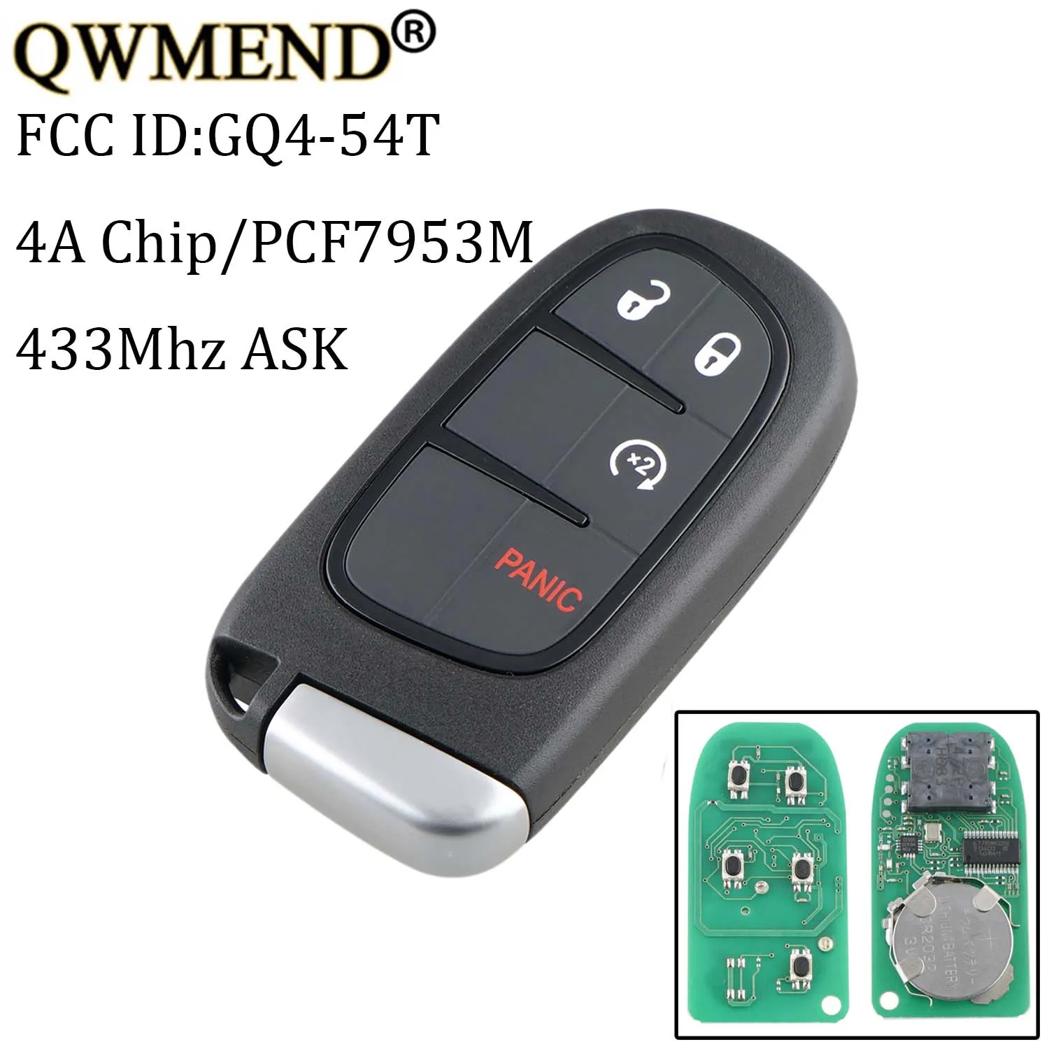 QWMEND 433 МГц 4A/PCF7953M чип умный дистанционный Автомобильный ключ для JEEP Cherokee 2014 2015 2016