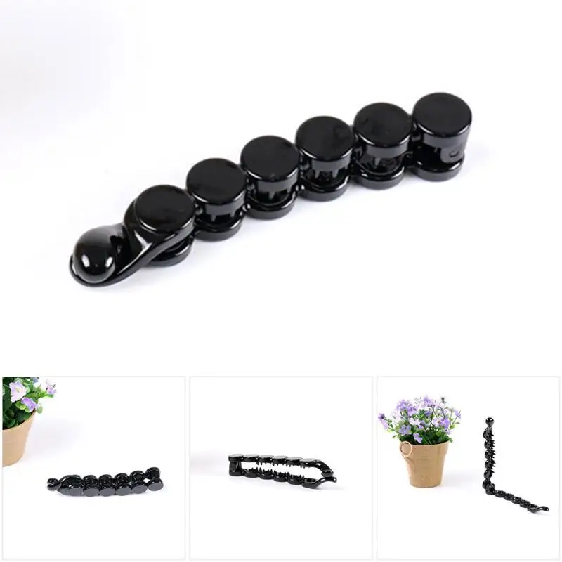 Модный вертикальный зажим для волос девочек черный однотонный пластиковый