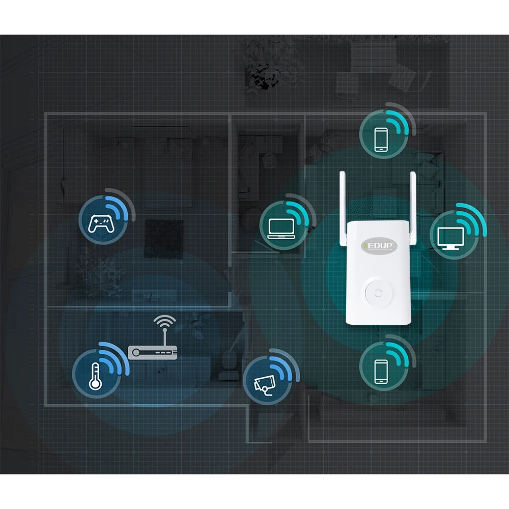 EDUP 1200 Мбит/с беспроводной WiFi повторитель двухдиапазонный 2,4/5 ГГц Wi-Fi диапазон расширитель 2* 4dBI антенны 11AC усилитель сигнала точка доступа