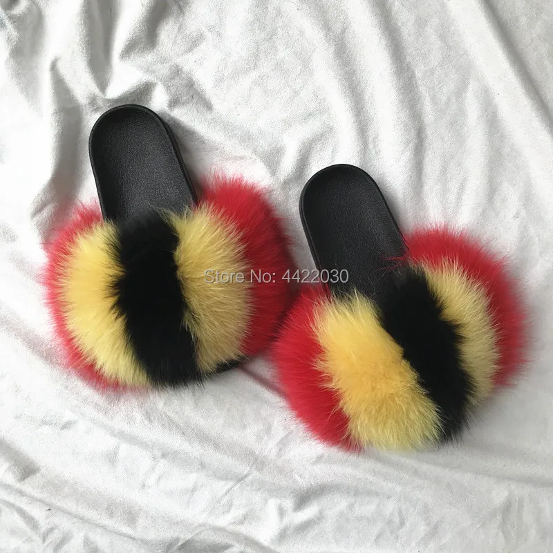 Женские шлепанцы из натурального Лисьего меха высококачественные весенне
