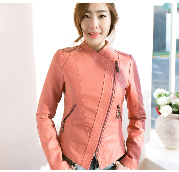 2021 демисезонная брендовая кожаная куртка Женская облегающая короткая