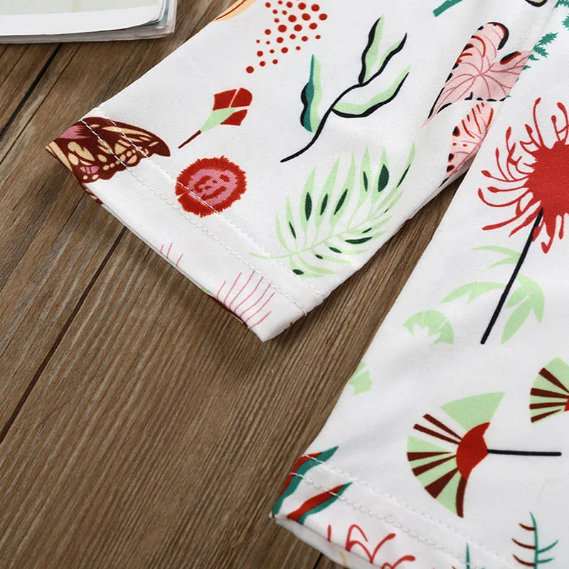 Осенне летний комплект одежды для маленьких девочек Детская футболка с длинными